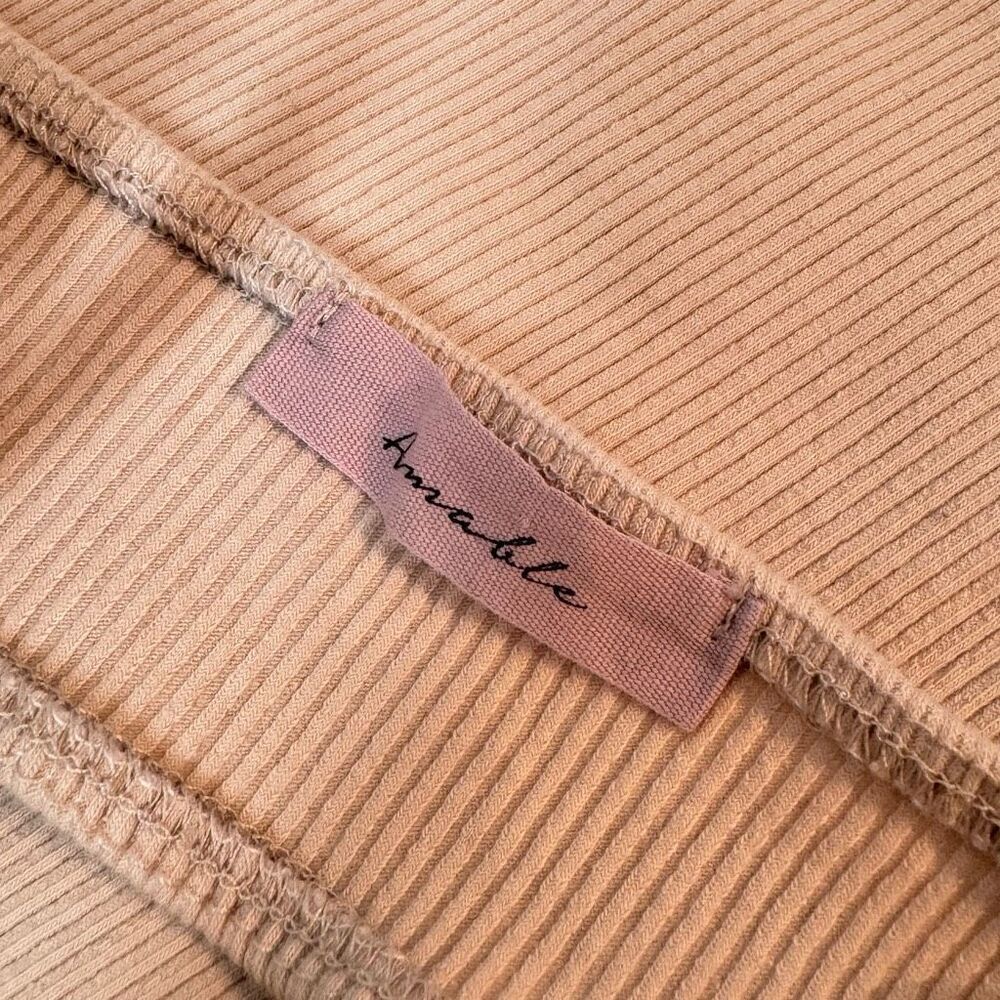 Amable Cutout Serita Ribbed Dress Bodycon Mini in Tan M - Picture 4 of 11